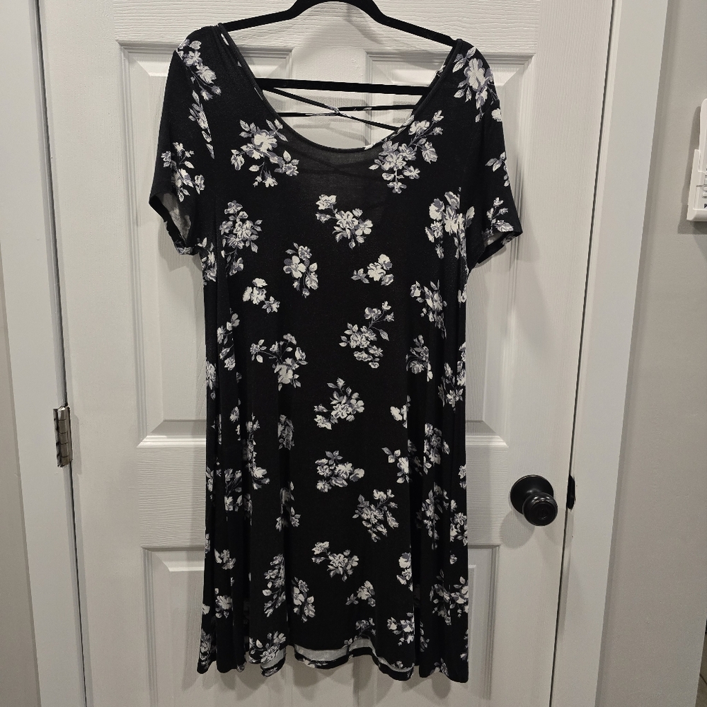 Floral Black and White Dress
